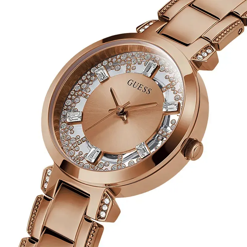 Guess Crystal Clear Len's Rose Dial Ladies Watch- GW0470L3